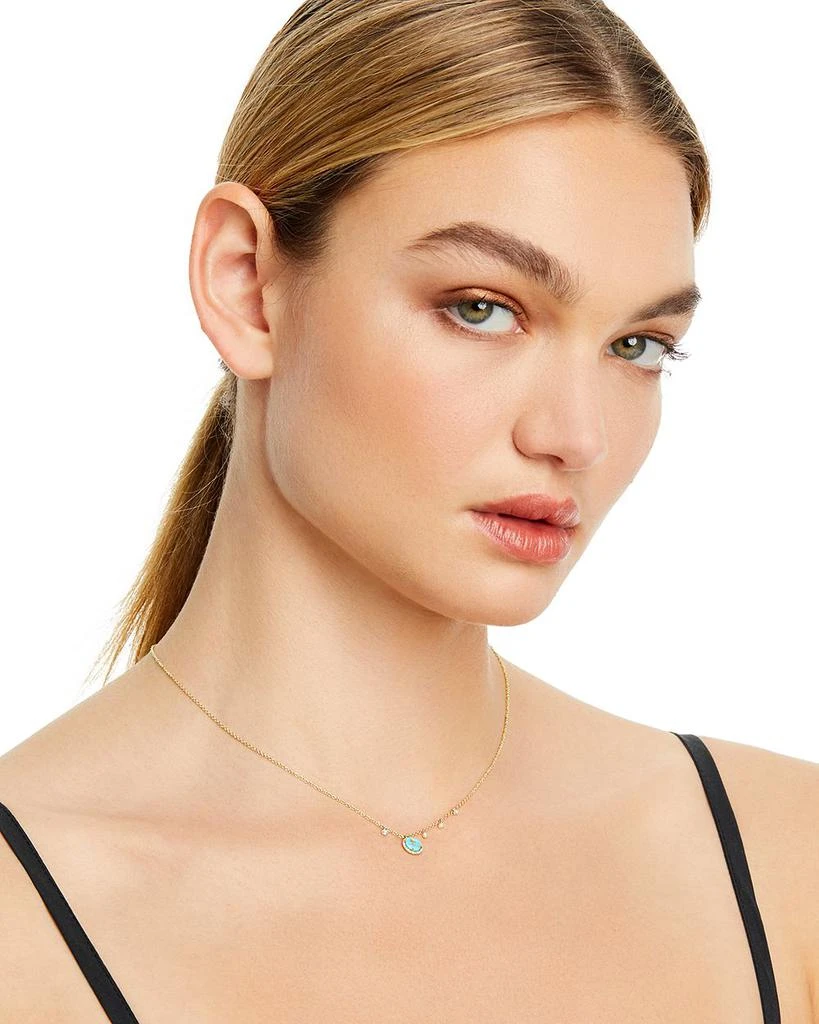 Meira T 14K Yellow Gold Turquoise Doublet and Diamond Pendant Necklace with Cultured Freshwater Pearl Charms, 16" 2