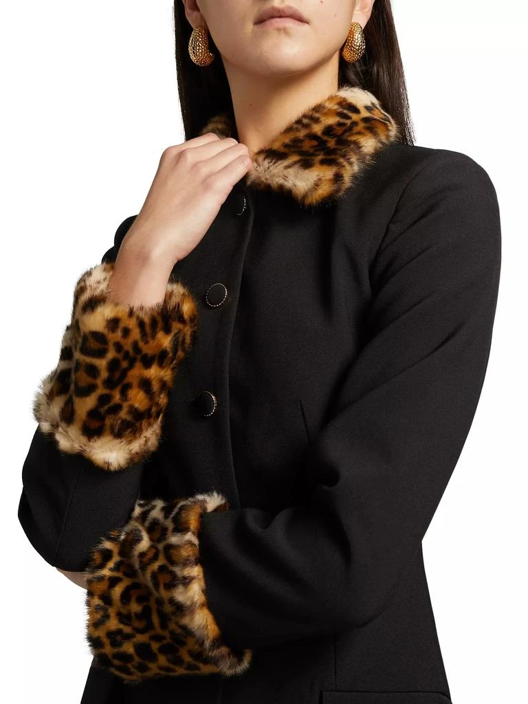 Ronny Kobo Lena Leopard Faux Fur-Trimmed Minidress 6