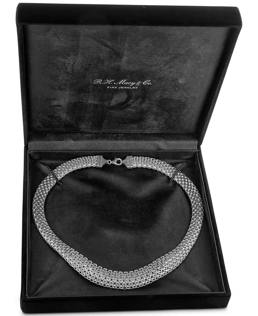 Italian Gold Wide Mesh Graduated 18" Statement Necklace in 14k Yellow Gold (Also in 14k White Gold)