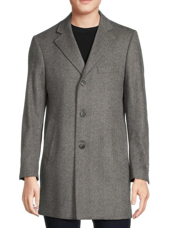 Saks Fifth Avenue Modern Fit Wool Blend Car Coat With Bib 3