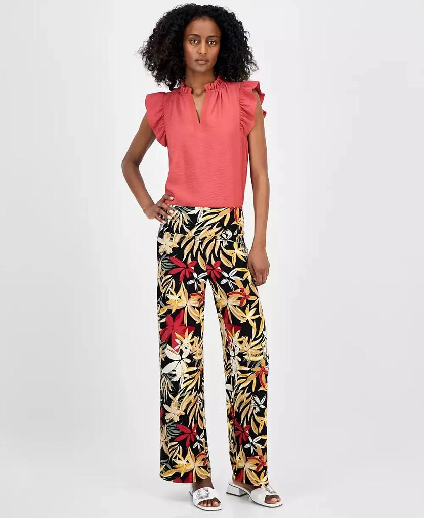 Anne Klein Petite Printed High-Rise Pull-On Pants 1