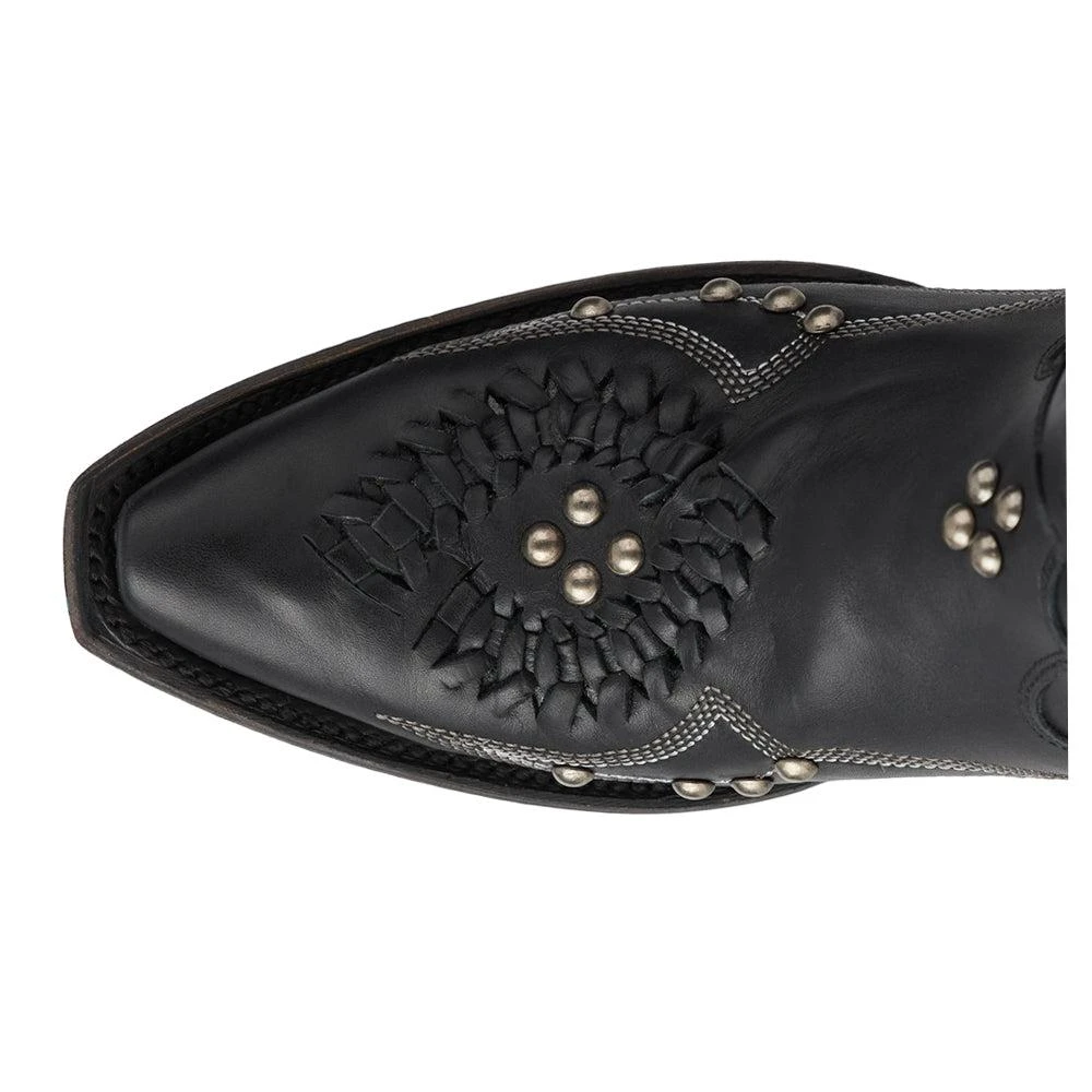 LANE Cossette Studded Embroidered Snip Toe Zippered Cowboy Booties 4