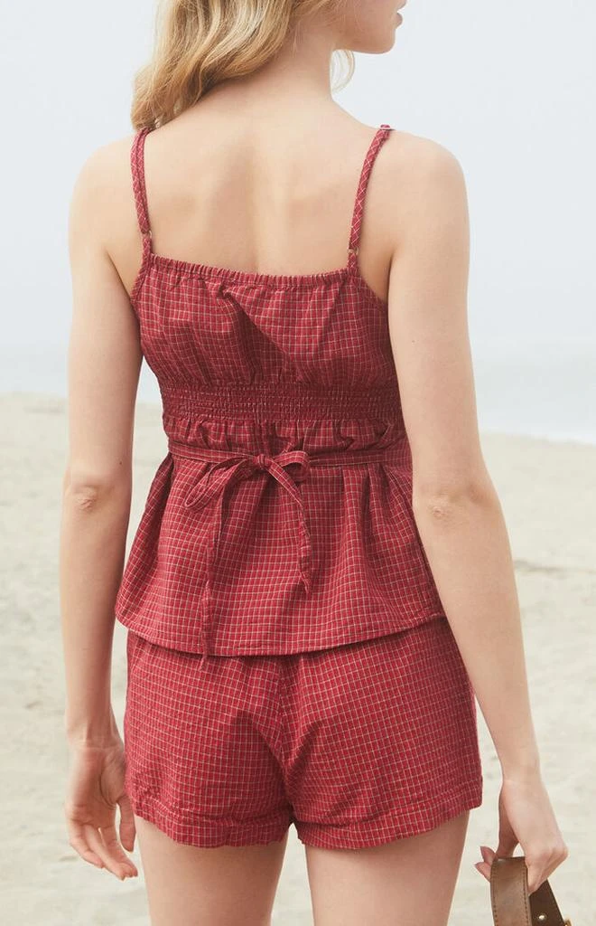 John Galt Burgundy Plaid Tiffany Tank Top 4