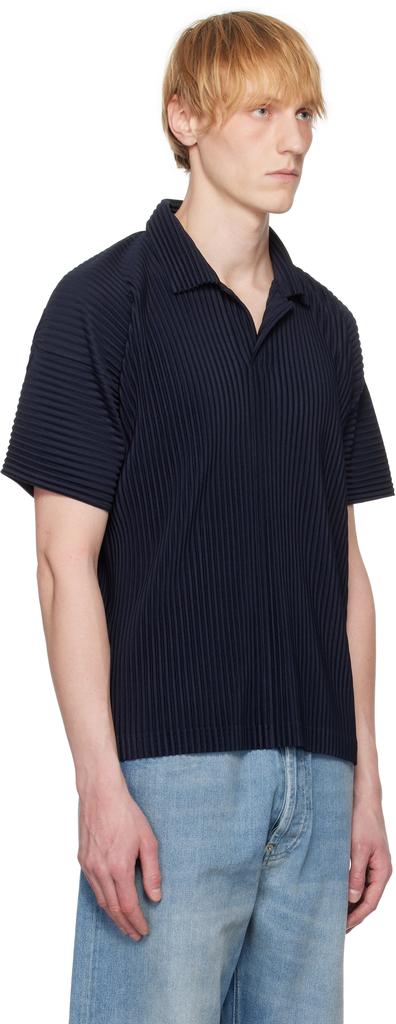 オムプリッセイッセイミヤケ BASICS ポロシャツネイビー Homme Plissé Issey Miyake Navy Basics Polo - Polo Shirts - BeyondStyle