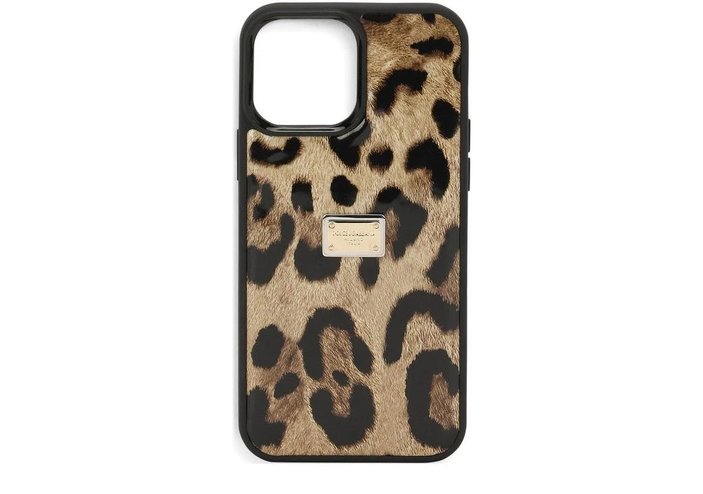 Dolce & Gabbana Leopard-print polished calfskin iPhone 14 Pro Max cover 1