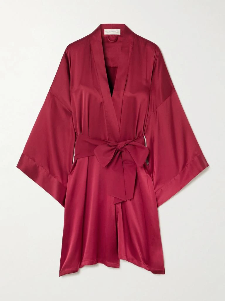 OLIVIA VON HALLE Mimi Belted Silk-satin Robe
