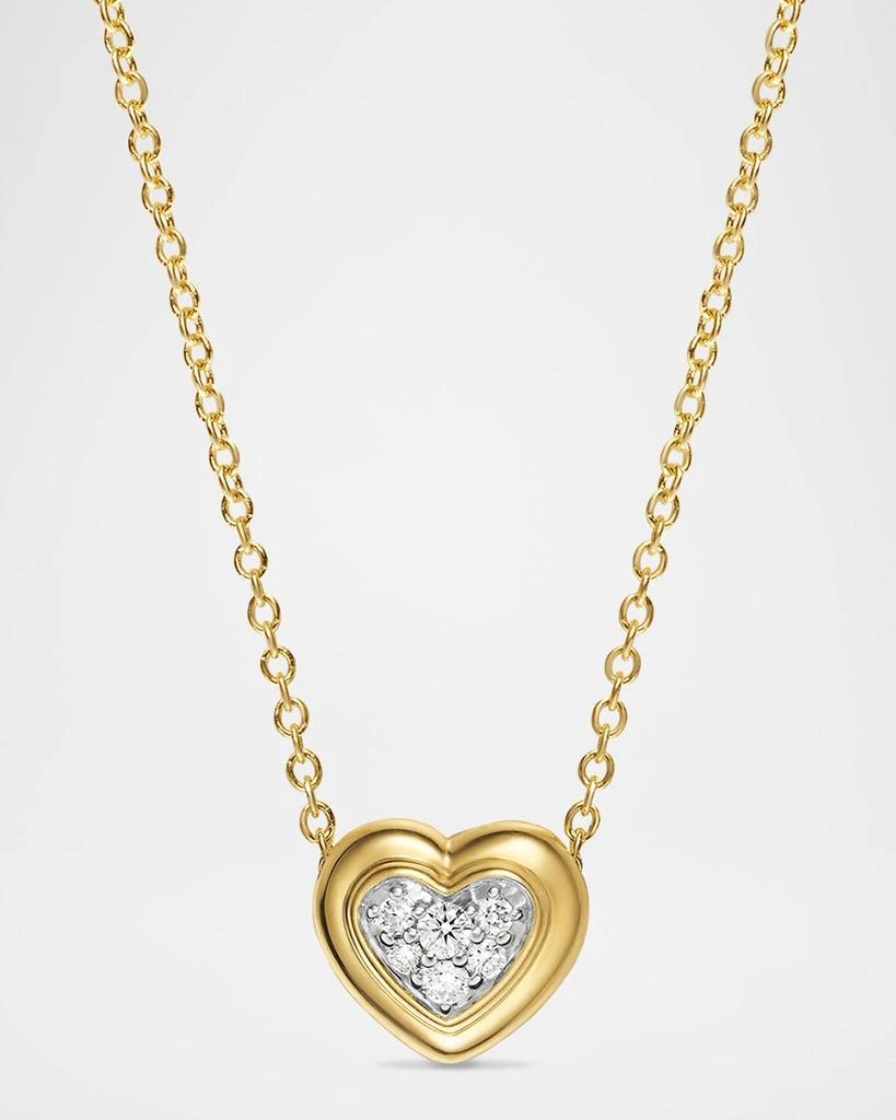 David Yurman Puffy Heart Pendant Necklace in 18K Gold with Diamonds, 8mm, 17"L 1