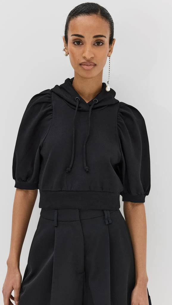 Simone Rocha Cropped Puff Sleeve Hoodie W/ Gathered Bow 7