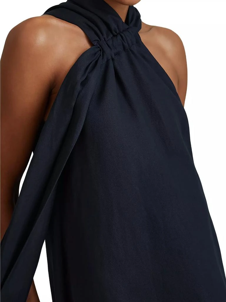 halter fit and flare wedding dress Chic Halter-Neck Fit-And-Flare Wedding Dress With Open Back And Buttons