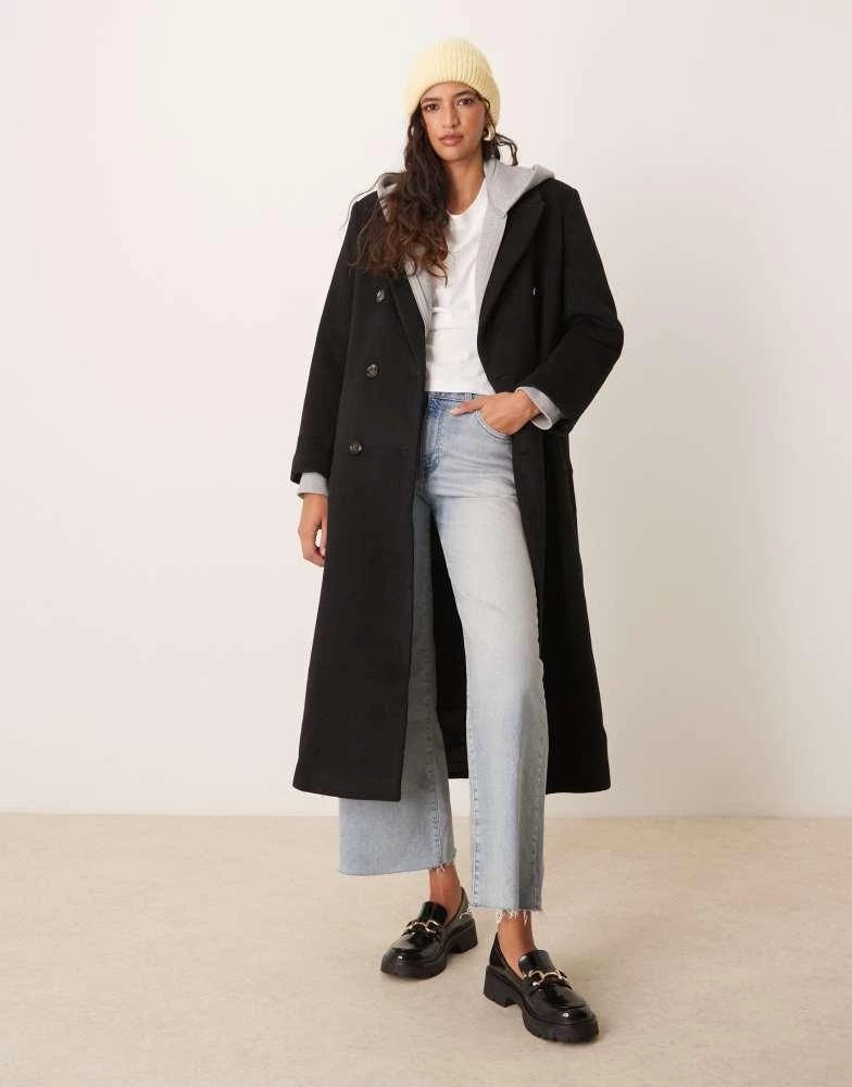 Abercrombie & Fitch Abercrombie & Fitch double breasted long coat in black 1