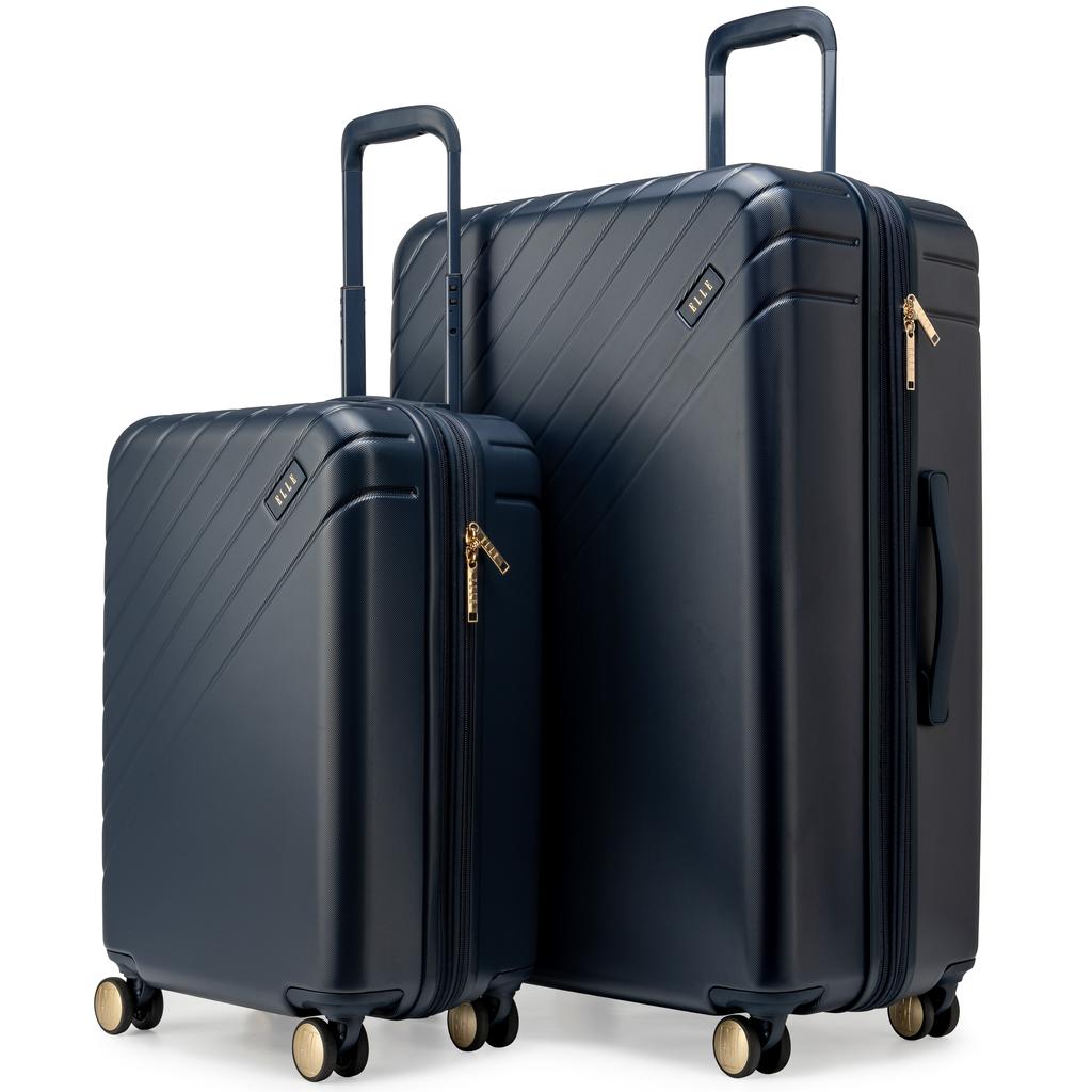 ELLE Louvre 2 Piece Expandable Polycarbonate Spinner Luggage Set | Navy