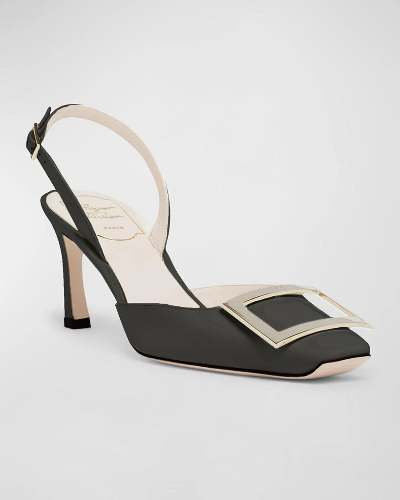 Roger Vivier Trompette Leather Buckle Slingback Pumps 2