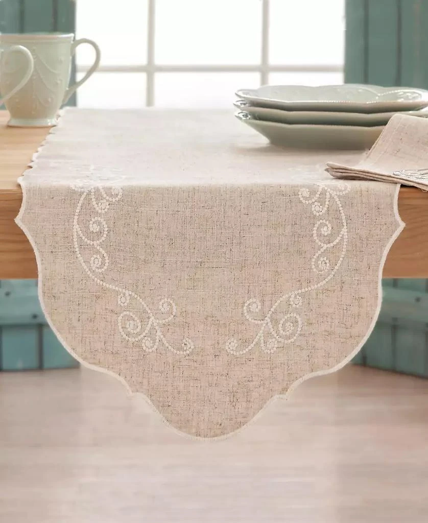Lenox French Perle Embroidered Runner, 70" 1