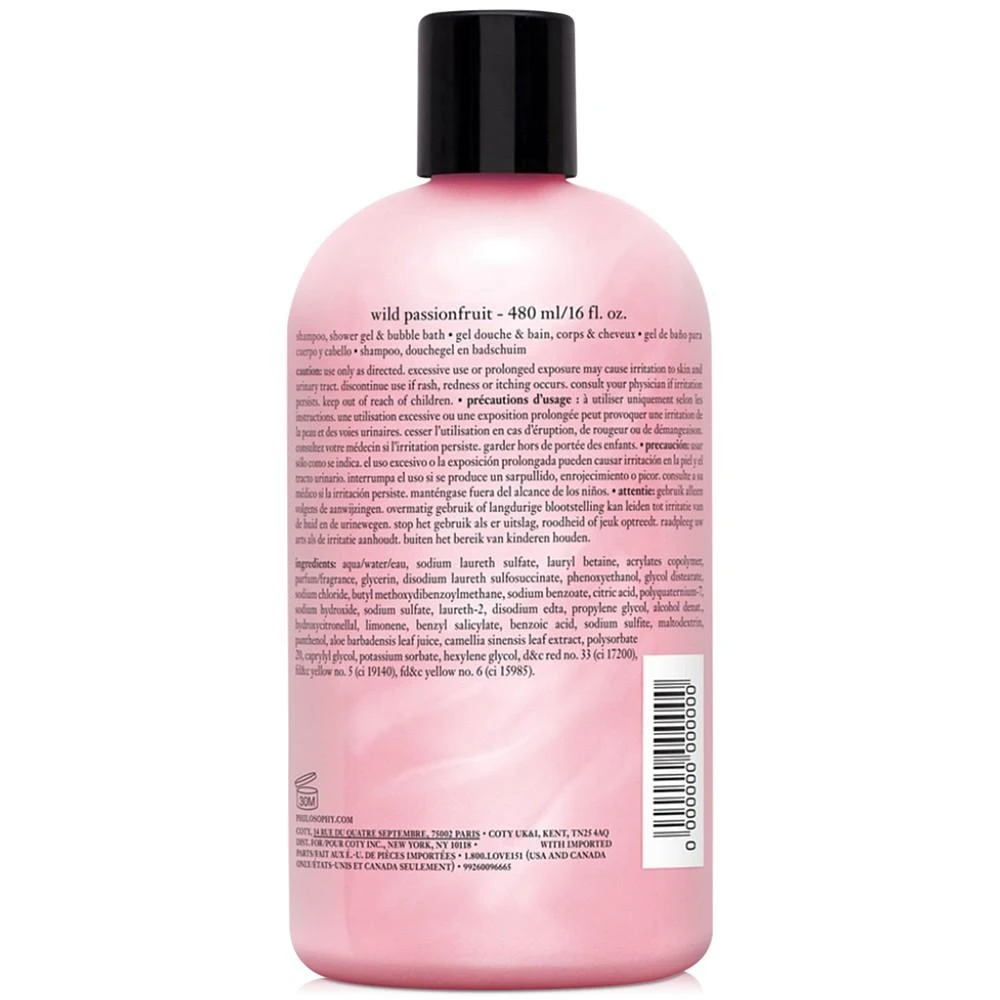 philosophy wild passionfruit 3-in-1 shampoo, shower gel and bubble bath, 16 oz., Created for Macy's 2