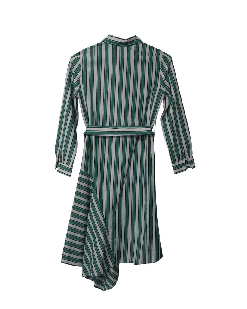 Claudie Pierlot Asymmetric Striped Shirt Dress in Green Cotton 4