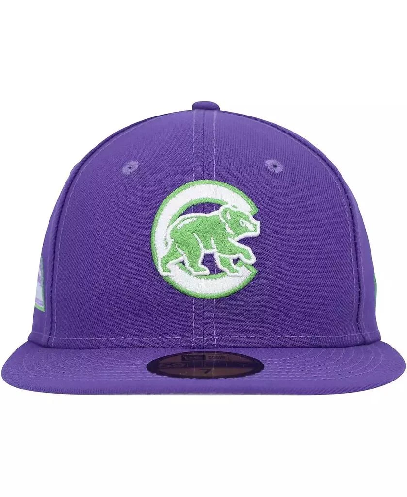 New Era Men's Purple Chicago Cubs Lime Side Patch 59FIFTY Fitted Hat 2