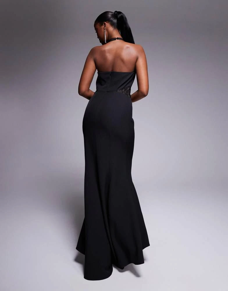 Jarlo Jarlo high neck fishtail maxi dress with lace panels in black 4