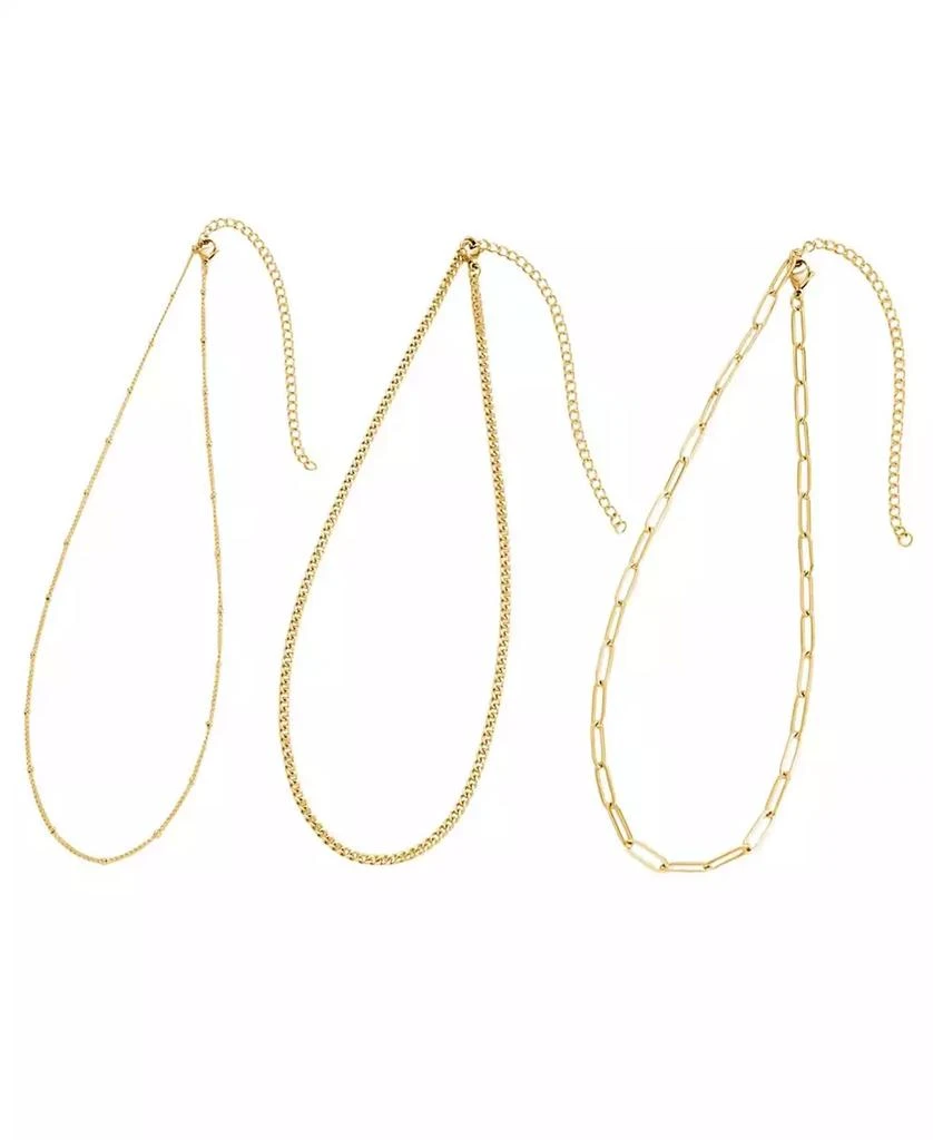 ADORNIA Tarnish Resistant Gold Set of 3-Chain Necklaces 2