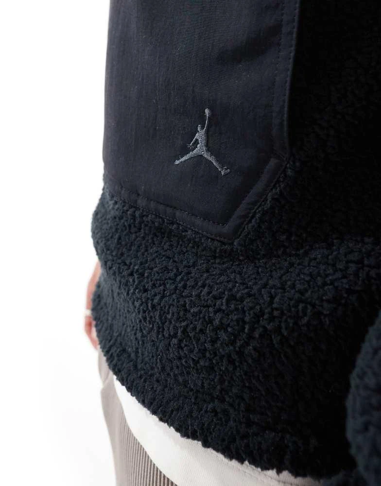 Jordan Jordan Flight sherpa half zip hoodie in black 4