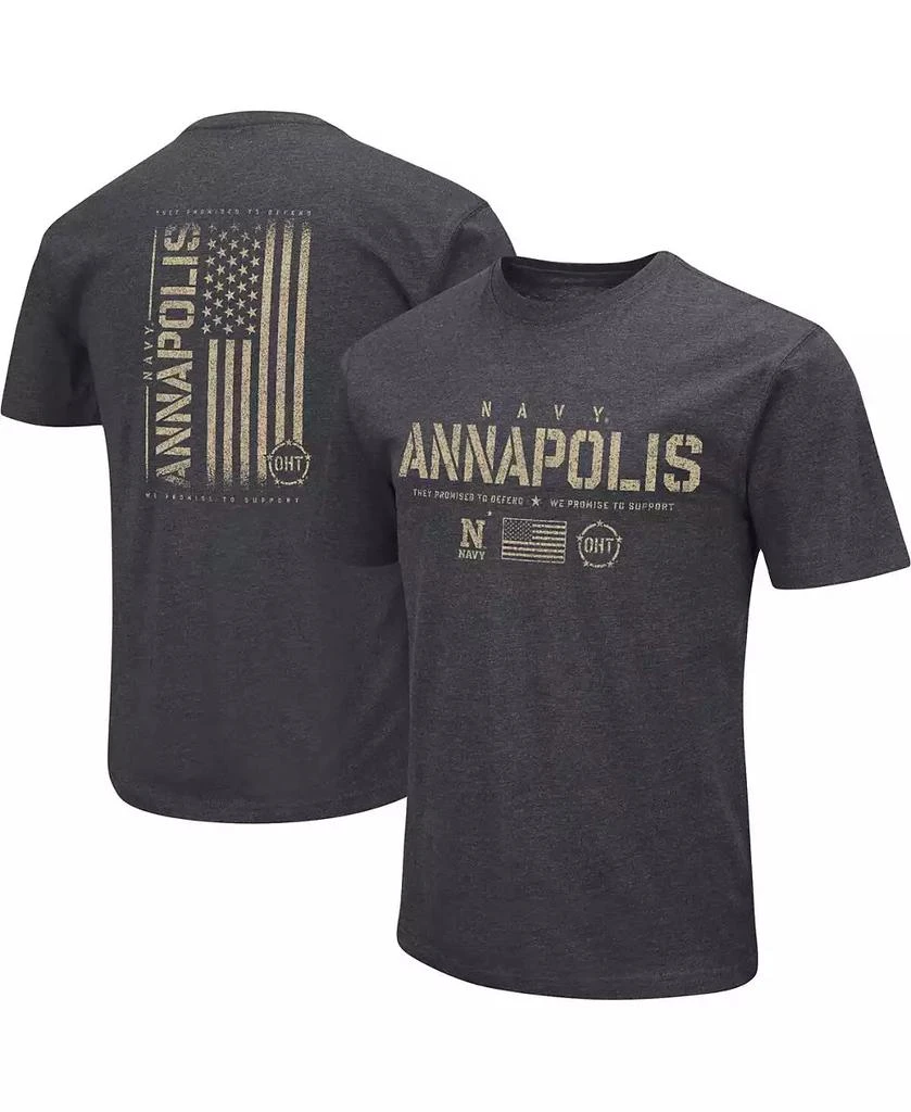Colosseum Men's Heather Black Navy Midshipmen Big and Tall OHT Military-Inspired Appreciation Playbook T-shirt 1