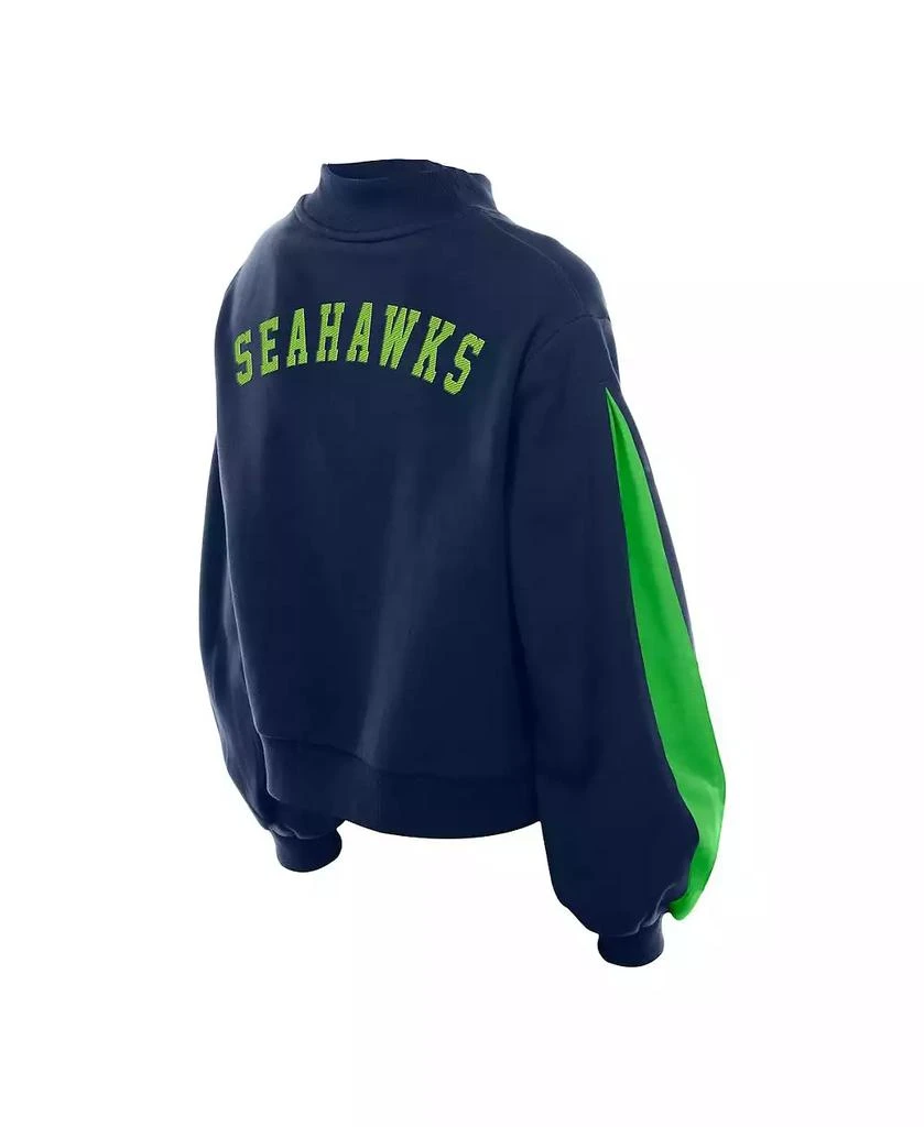 New Era Women
s College Navy Seattle Seahawks Sport Night Mock Neck Balloon Sleeve Pullover Sweatshirt 2