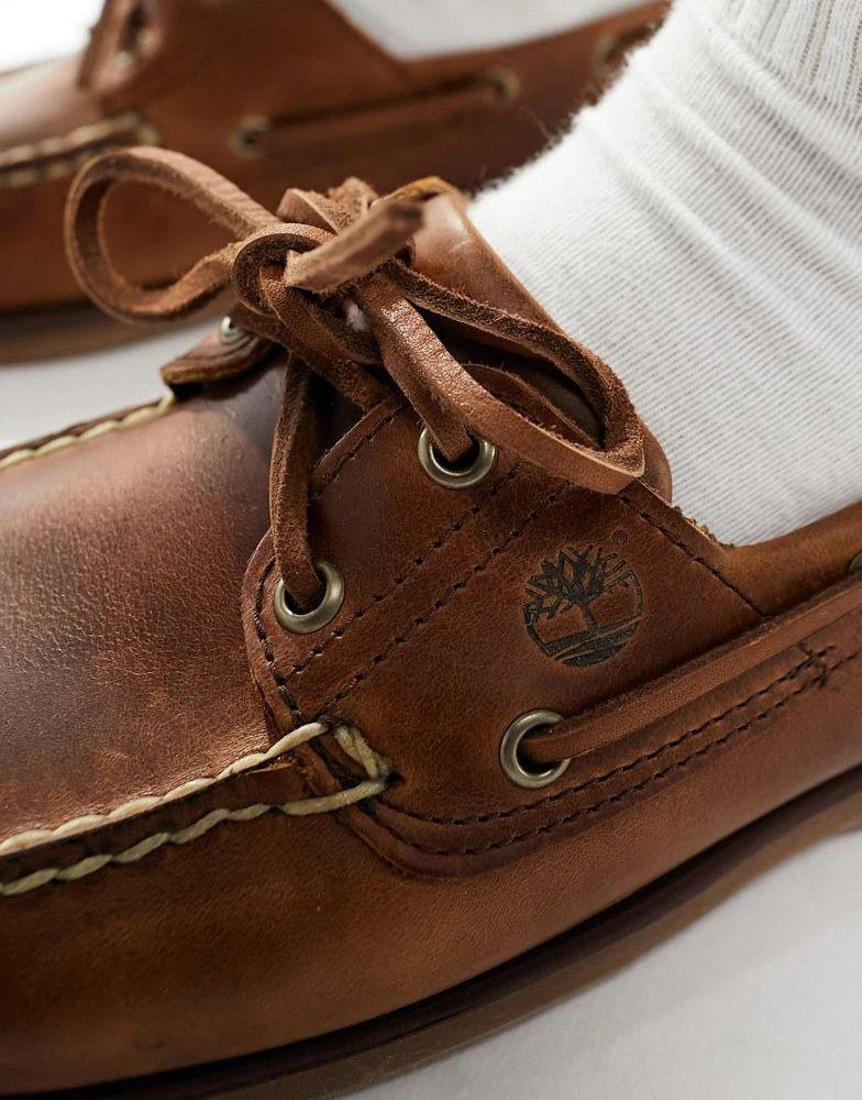 Timberland Timberland Classics 2 eye boat shoe in mid brown leather 2