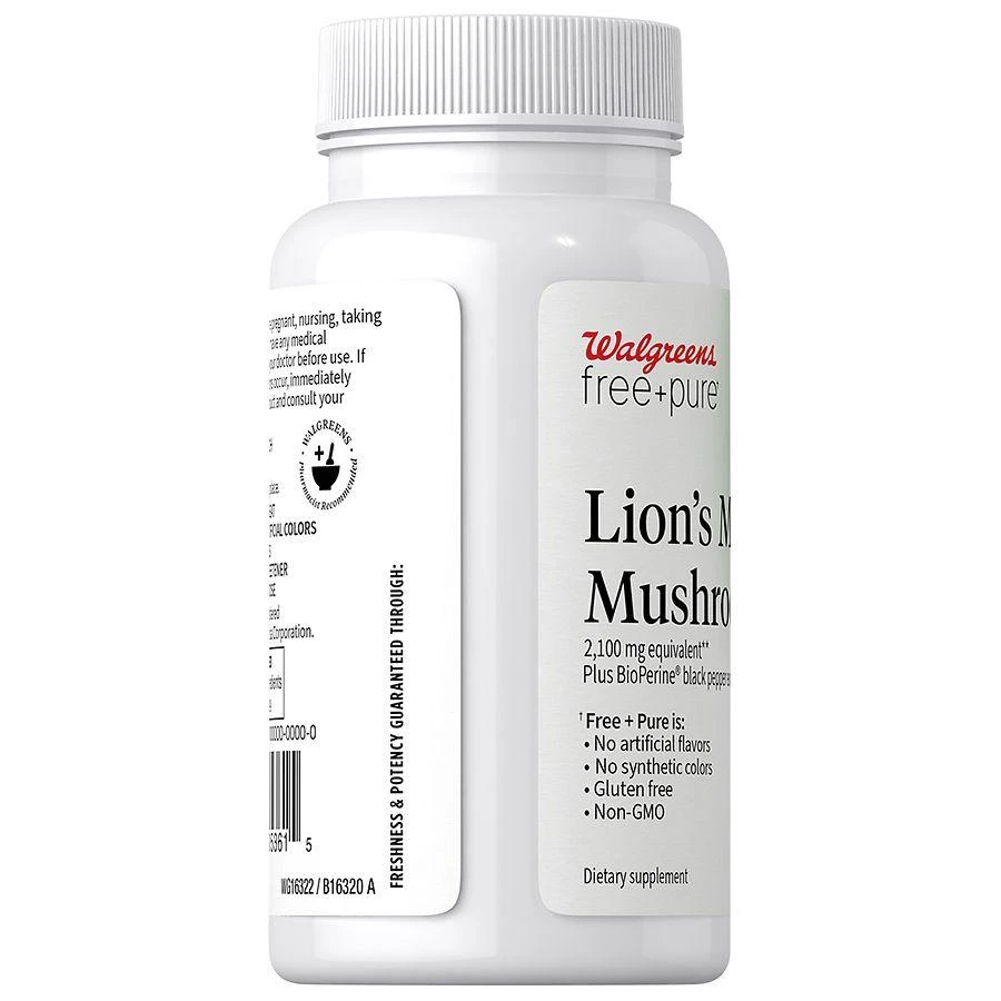 Walgreens Free & Pure Lion's Mane Mushroom Capsules 4