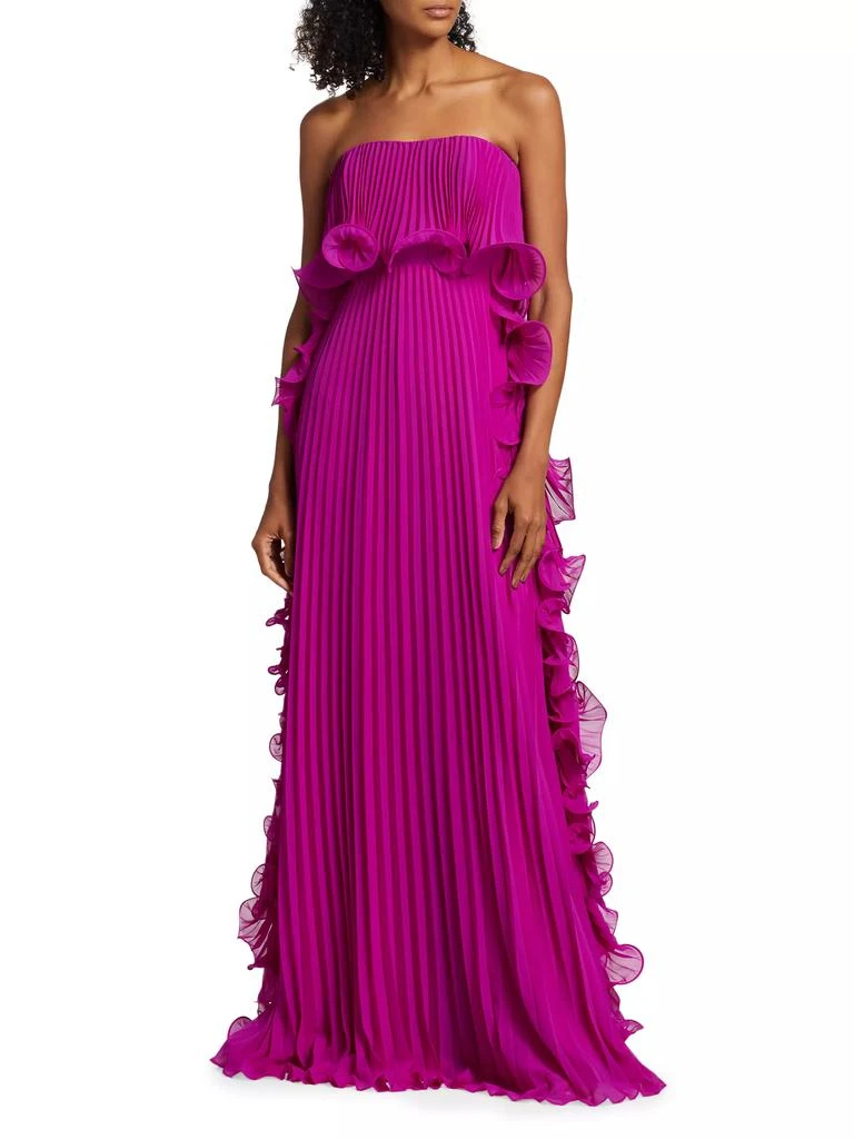 Badgley Mischka Strapless Pleated Ruffle Gown 2