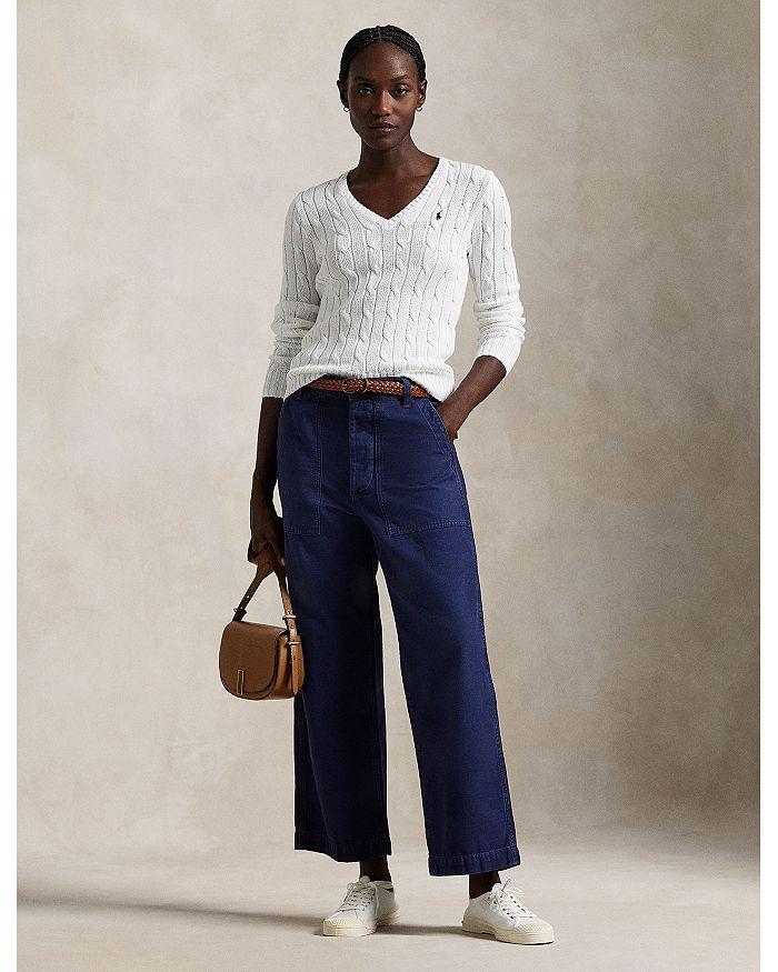 Ralph Lauren Lauren Ralph Lauren Women's Cable Knit Cotton V Neck Sweater