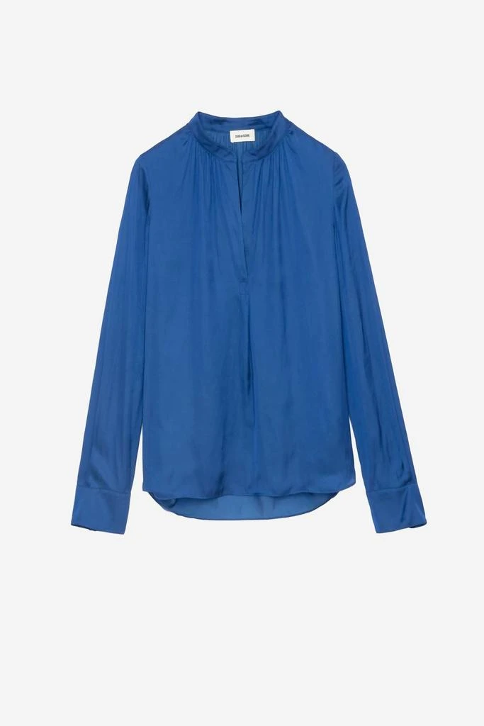 Zadig & Voltaire Tink Satin Shirt In Bleu Roi 4