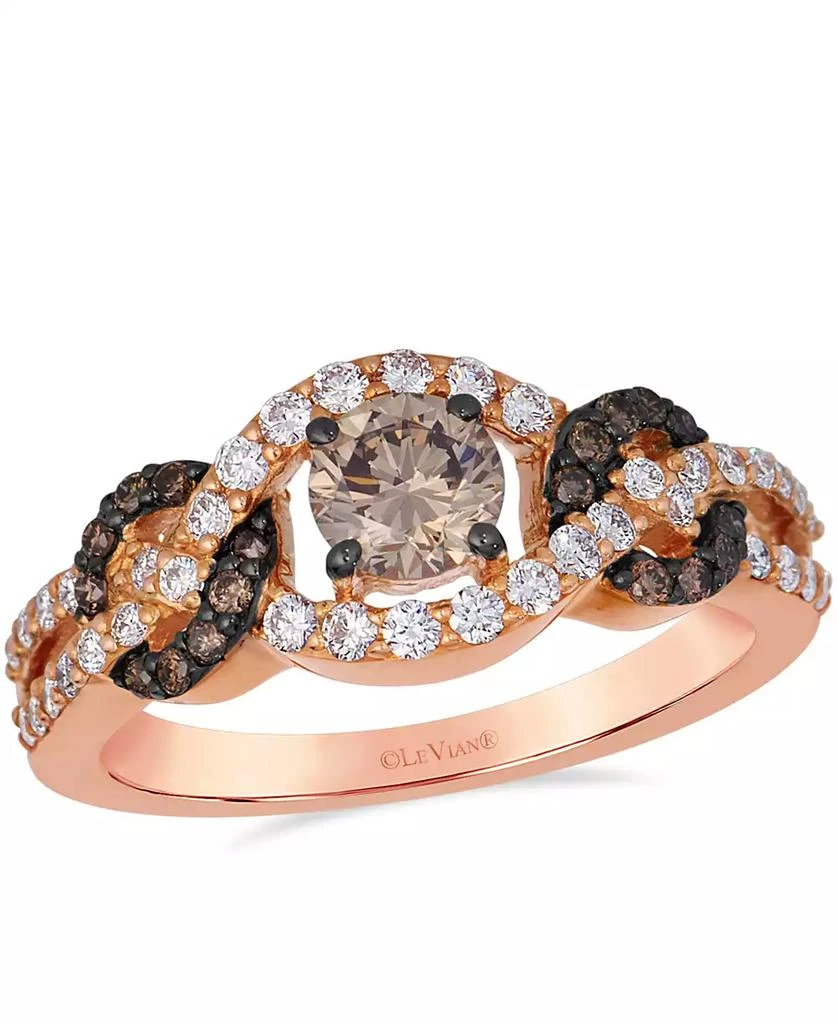 Le Vian Chocolate Diamond (0.58 ct. t.w.) 
Vanilla Diamond (0.34 ct. t.w.) Ring in 14k Strawberry Gold