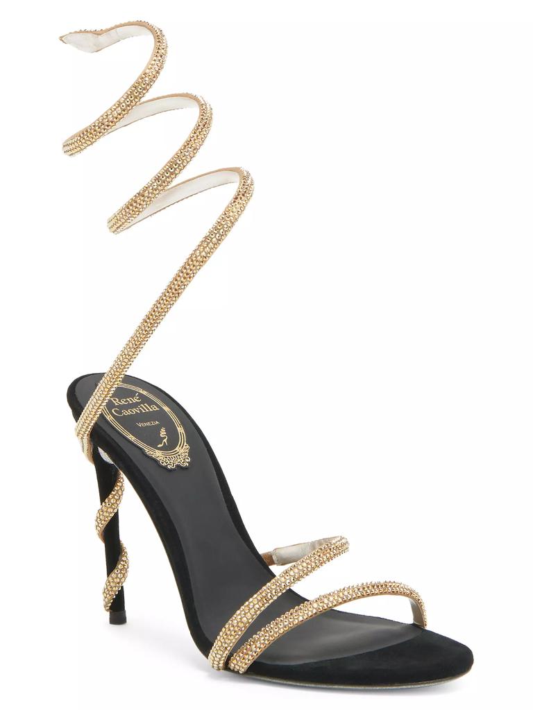 Rene Caovilla Margot Embellished Satin Wrap Sandals