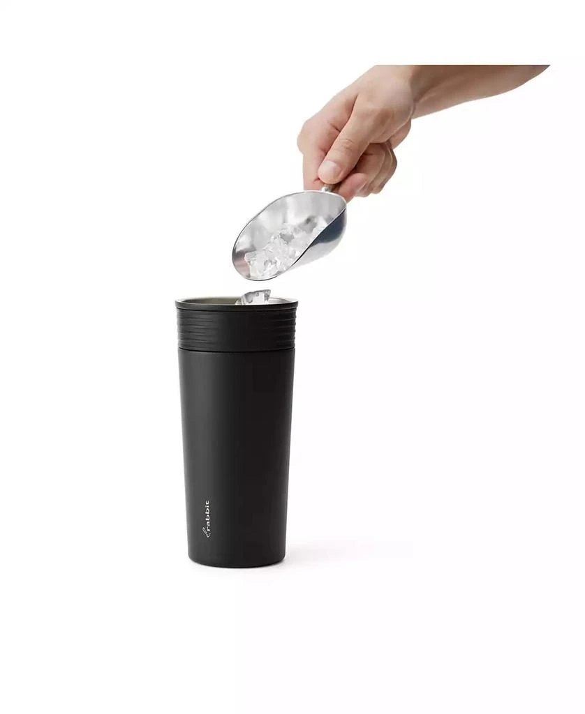 Rabbit 18 oz Stainless Steel Cocktail Shaker, Multi-Use Stainless Steel Topper with 1.5 oz  shot Cap and Strainer 8