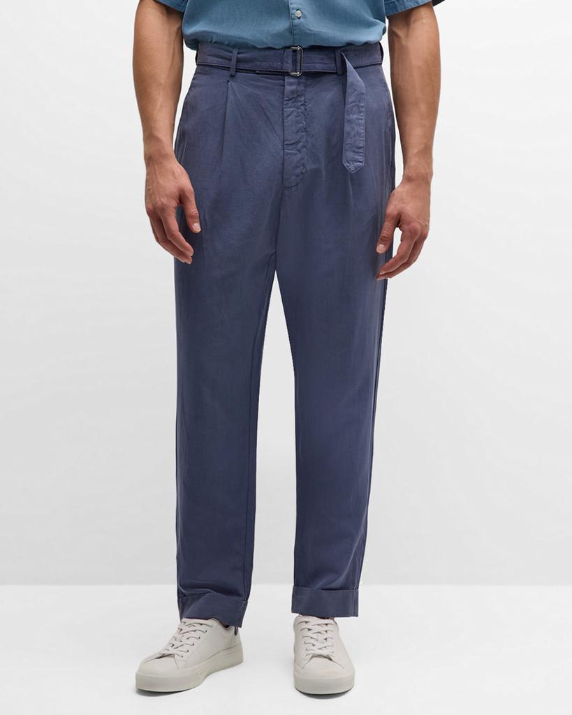 Officine Generale Men's Hugo Pleated Lyocell-Blend Pants