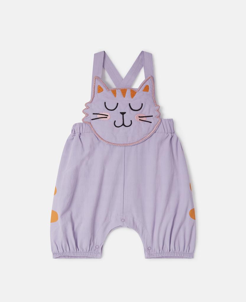 Stella McCartney Stella McCartney - Cat Graphic Dungarees, Woman, Purple, Size: 9m