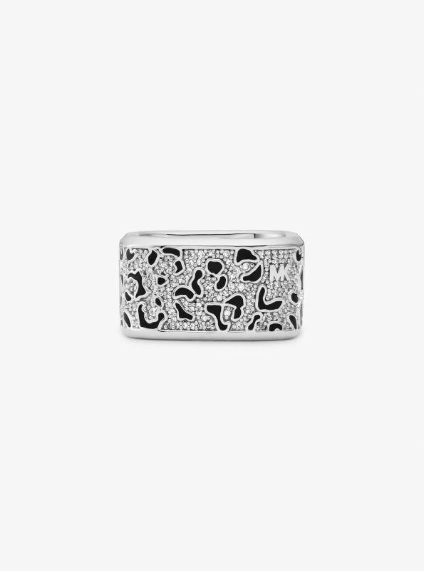 michael_kors Precious Metal-Plated Brass and Enamel Leopard Pavé Ring