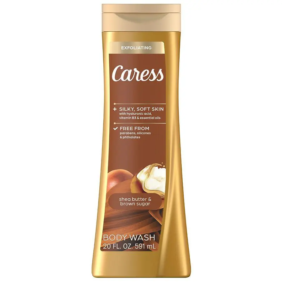 Caress Exfoliating Scrub Body Wash with Hyaluronic Acid & Vitamin B3 Shea Butter & Brown Sugar