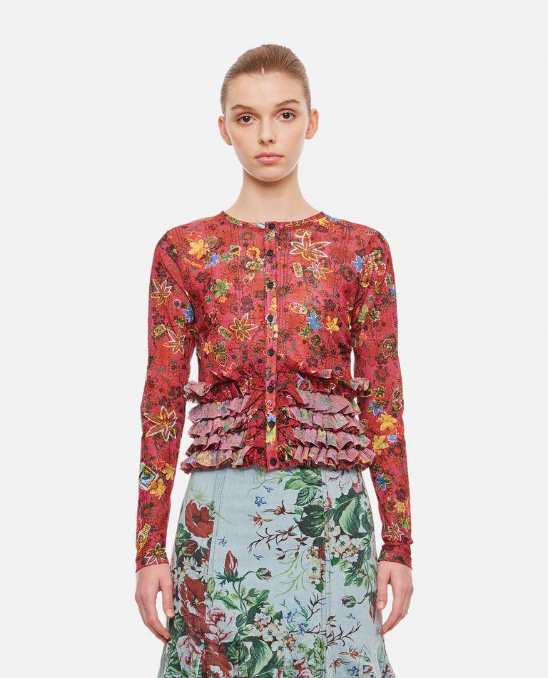 Floral-print gathered cotton peplum top – On Sale Now with
