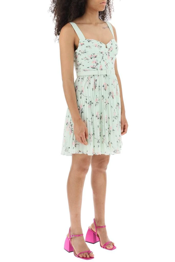 SELF PORTRAIT mini dress in pleated chiffon with floral motif 2