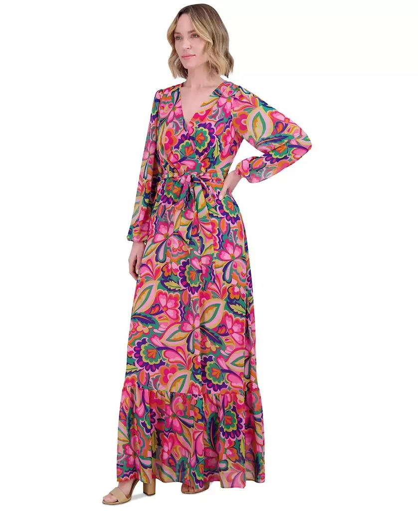 Jessica Howard Women's Printed Tie-Waist Blouson-Sleeve Maxi Dress 3