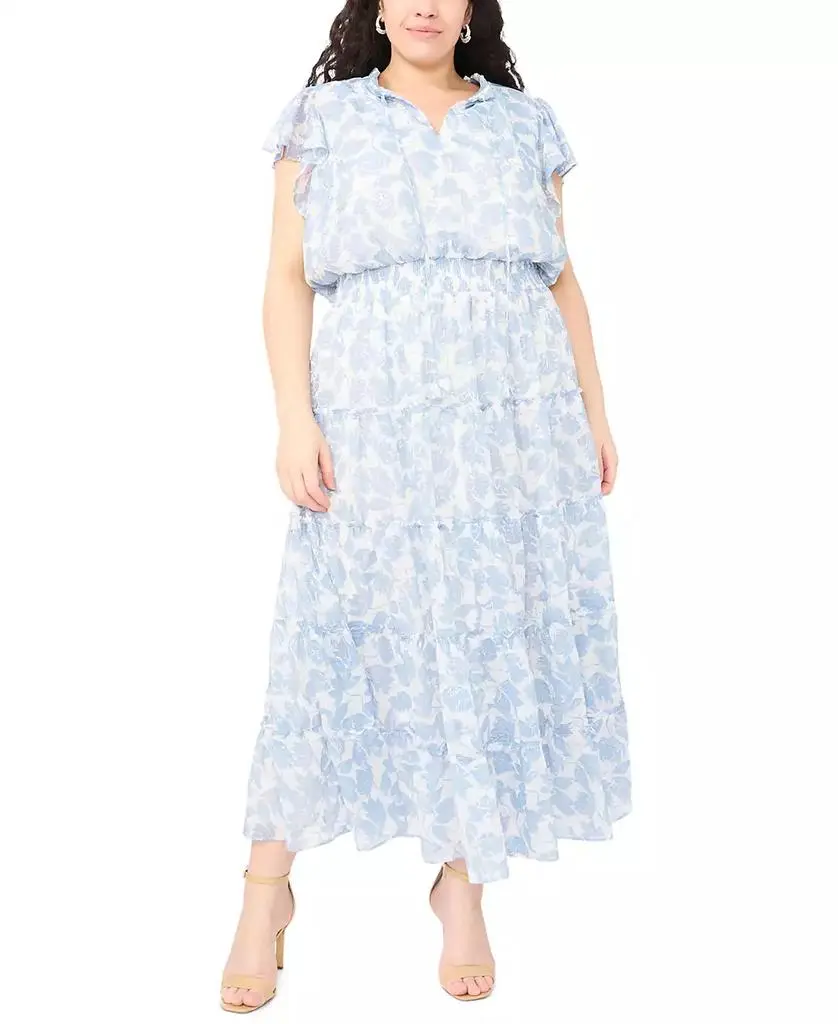 msk maxi dresses MSK Women's V Neck Short Sleeve Flutter Maxi Dress | Black | Misses X-Large | Dresses Maxi Dresses