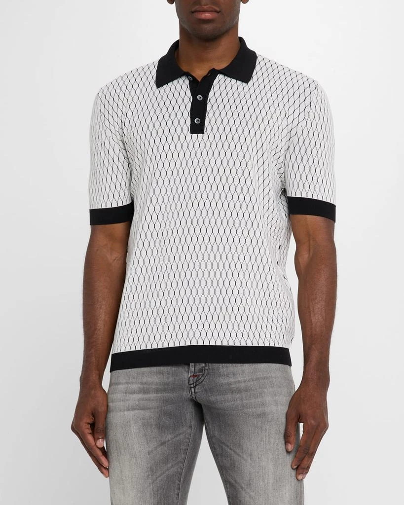 Kiton Men's Honeycomb Short-Sleeve Polo Sweater 4