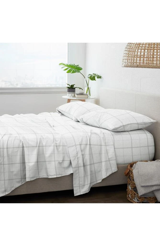 IENJOY HOME Premium Checkered 4-Piece Flannel Bed Sheet Set 2