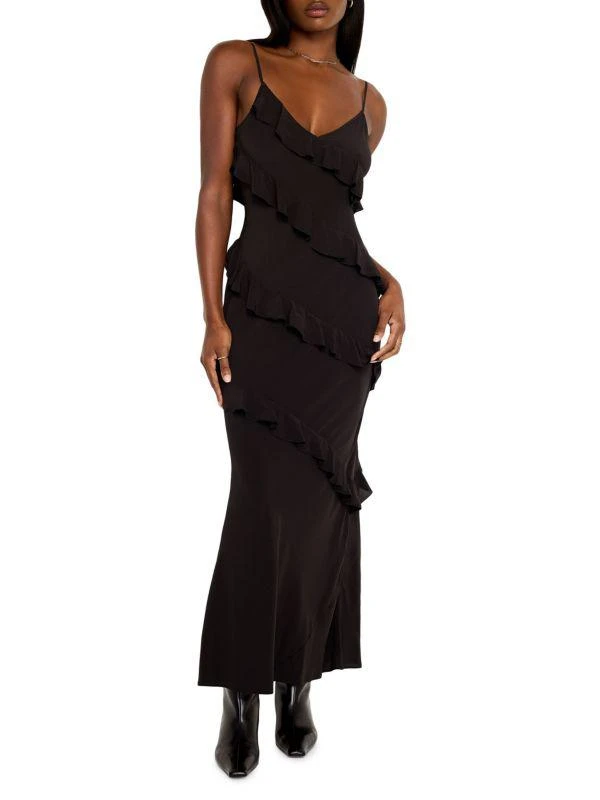 Good American Chiffon Bias-Cut Ruffle Dress 1