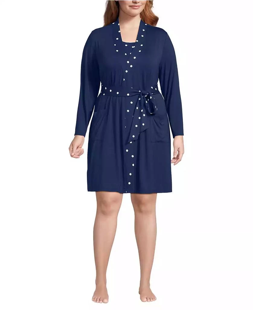 Lands
 End Plus Size Cooling 3 Piece Pajama Set - Robe Tank and Shorts