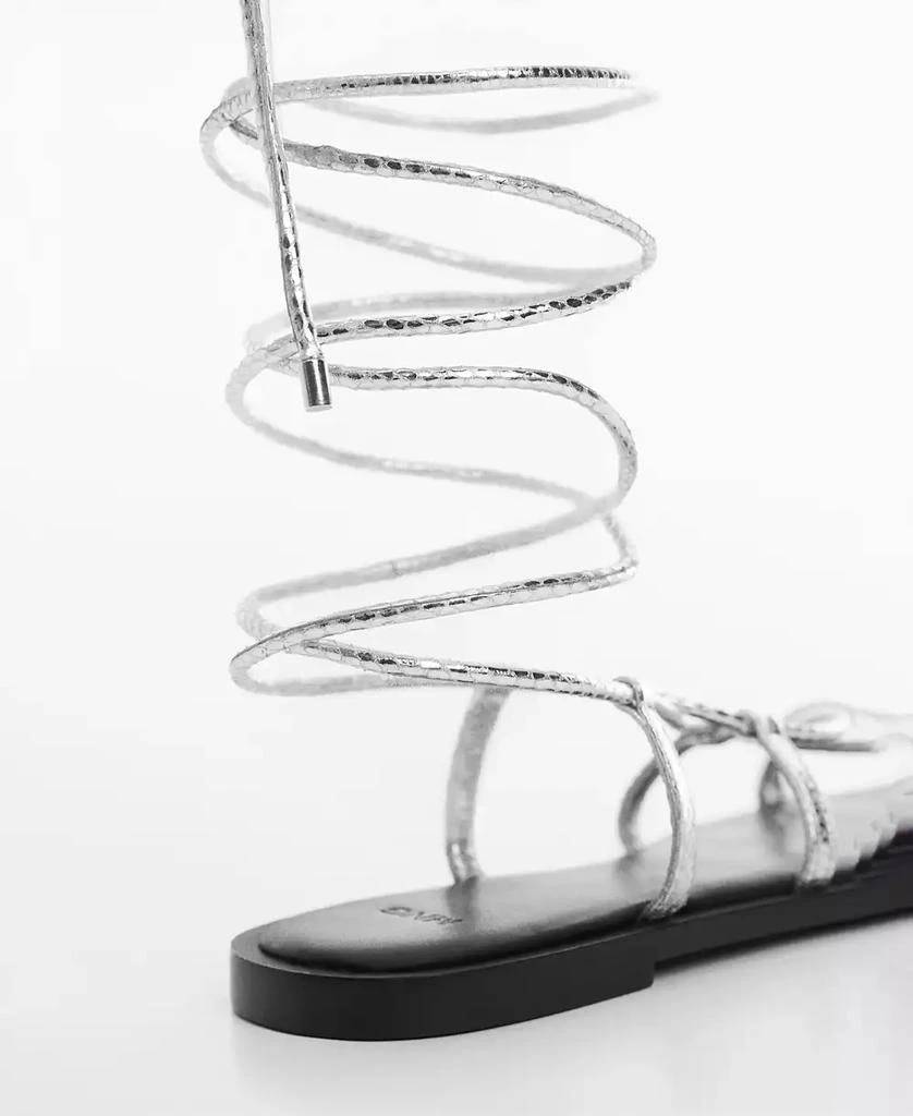 Mango Women's Metallic Snake Sandals 6