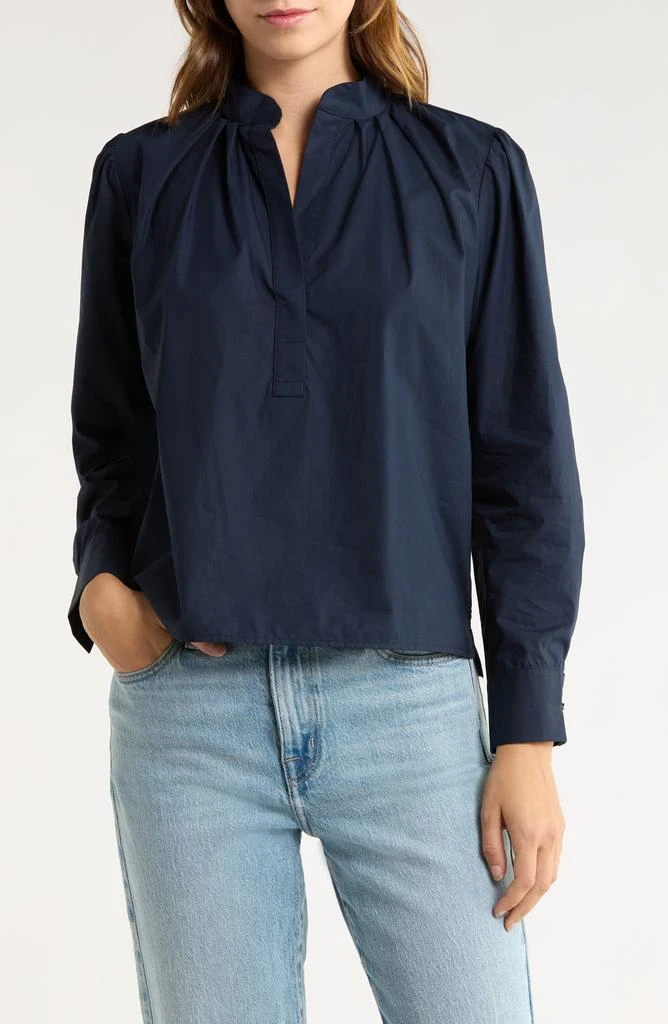CISSA Split Neck Puff Sleeve Top