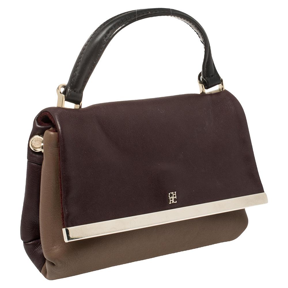 Carolina Herrera Carolina Herrera Bicolor Leather Top Handle Bag