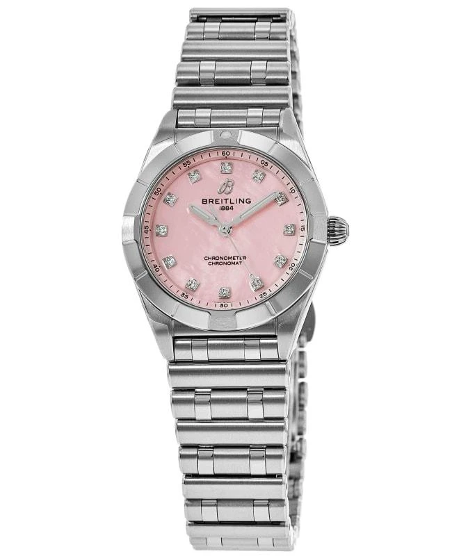 BREITLING Breitling Chronomat 28 Pink Mother of Pearl Diamond Dial Steel Women's Watch A72310101K1A1 1