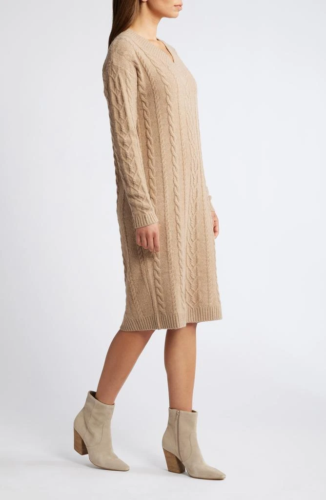 Caslon Long Sleeve Cable Stitch Sweater Dress 3